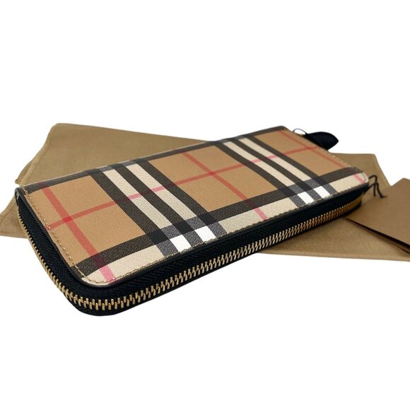 NWT BURBERRY Ellergy Check Canvas Zip Around Continental Wallet; 100% Authentic - Picture 4 of 5